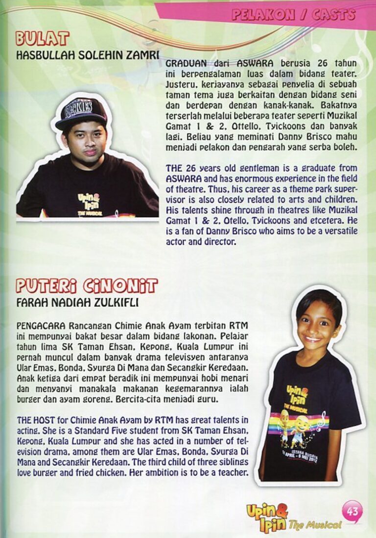 2012 Upin & Ipin The Musical Cast and production crew list 16