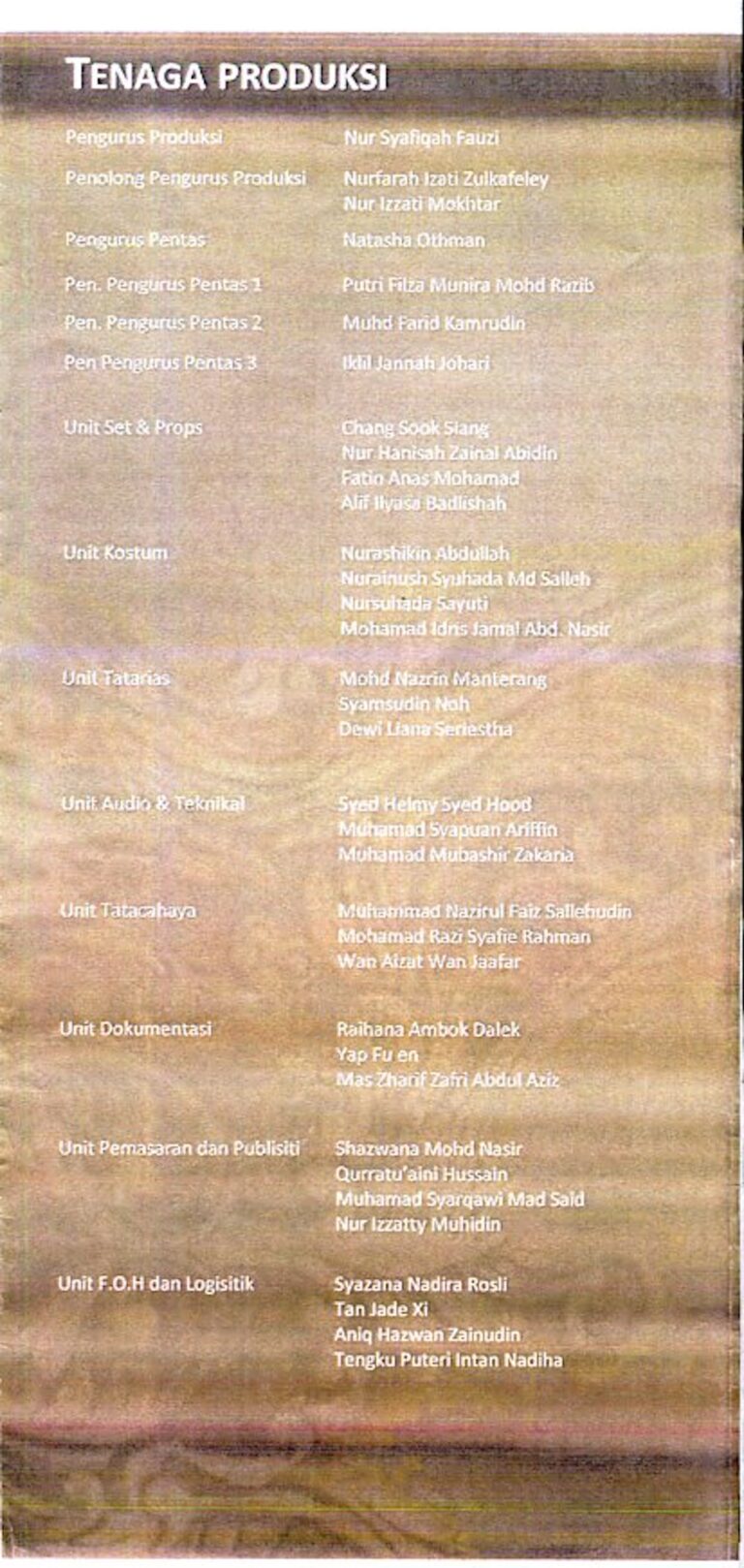2012 Sindo Cast and production crew list 2
