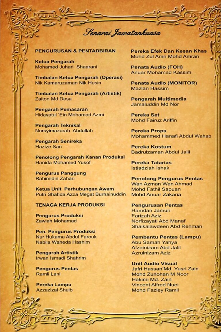 2012 Tun Siti Hasmah Cast and production crew list 19