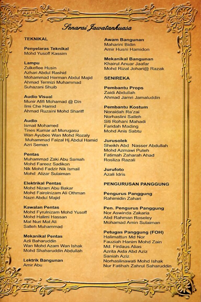 2012 Tun Siti Hasmah Cast and production crew list 20