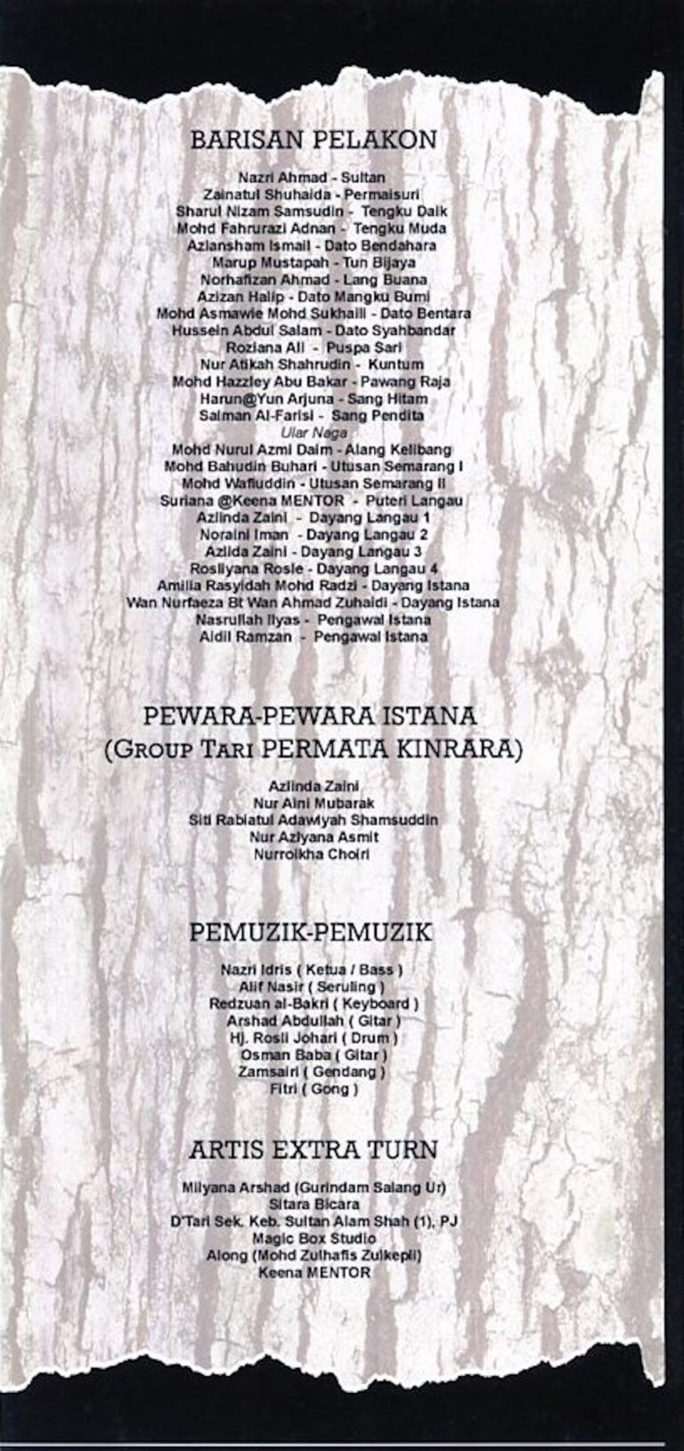 2013 Bangsawan Putera Salang Ur Cast and production crew list 1