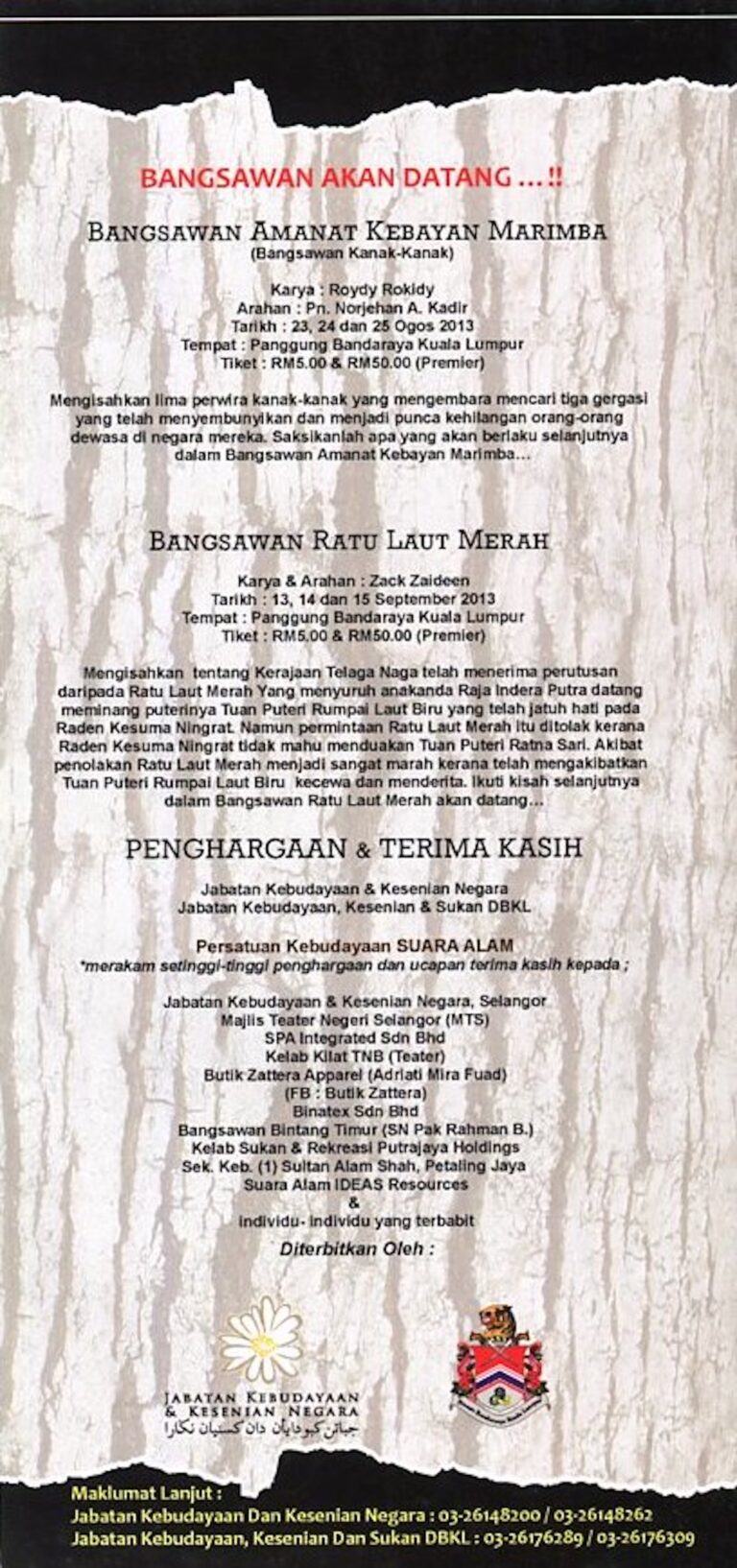 2013 Bangsawan Putera Salang Ur Cast and production crew list 3