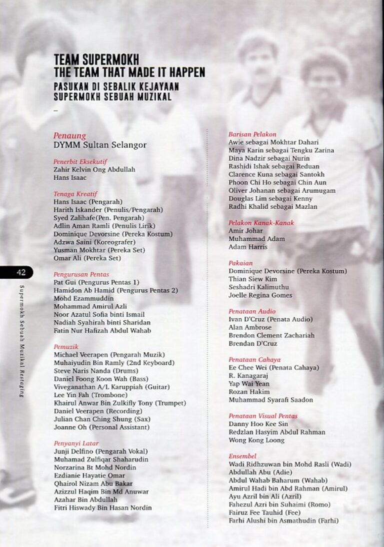 2014 Supermokh Sebuah Muzikal Restaging Cast and production crew list 1