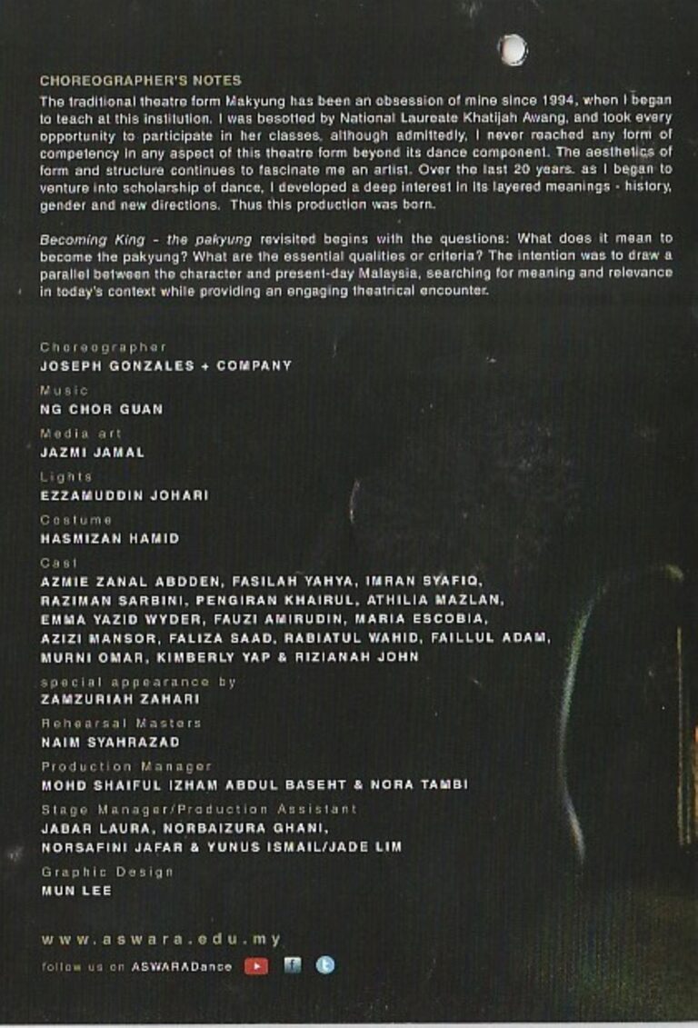 2014 Becoming King The Pakyung Revisited Choreographer Message