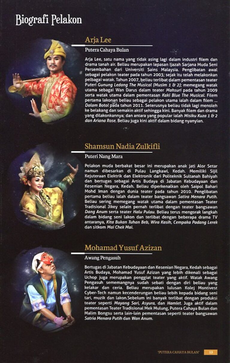 2015 Mek Mulung Putera Cahaya Bulan Cast and production crew list 1