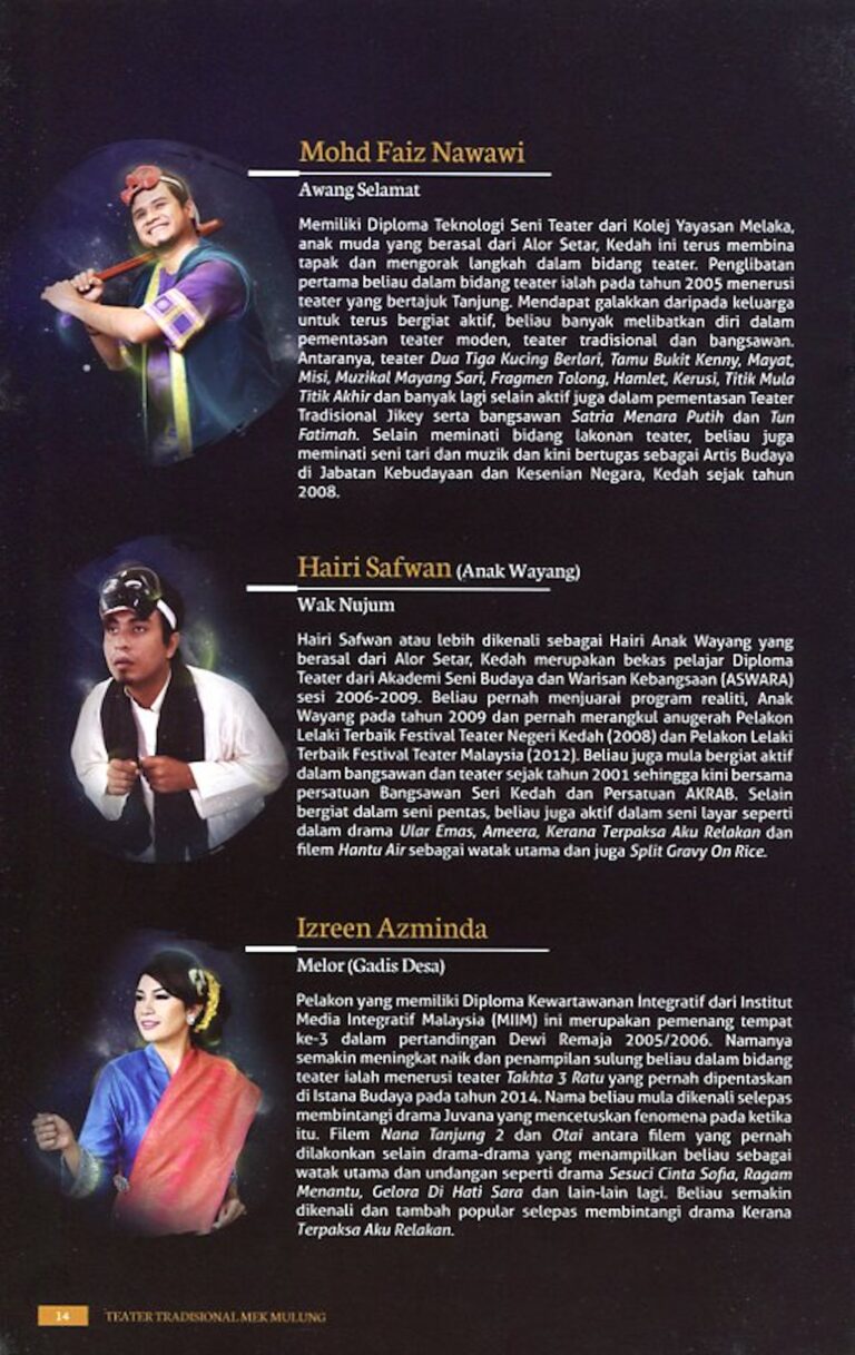 2015 Mek Mulung Putera Cahaya Bulan Cast and production crew list 2