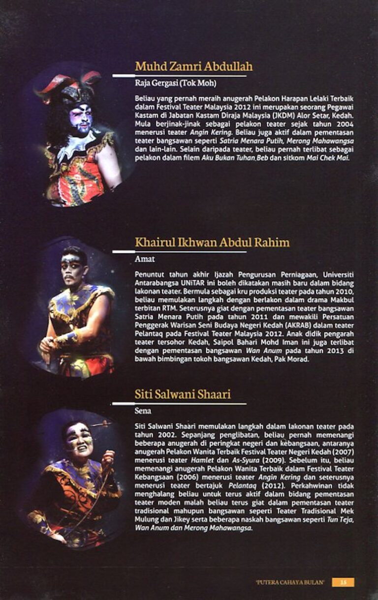 2015 Mek Mulung Putera Cahaya Bulan Cast and production crew list 3