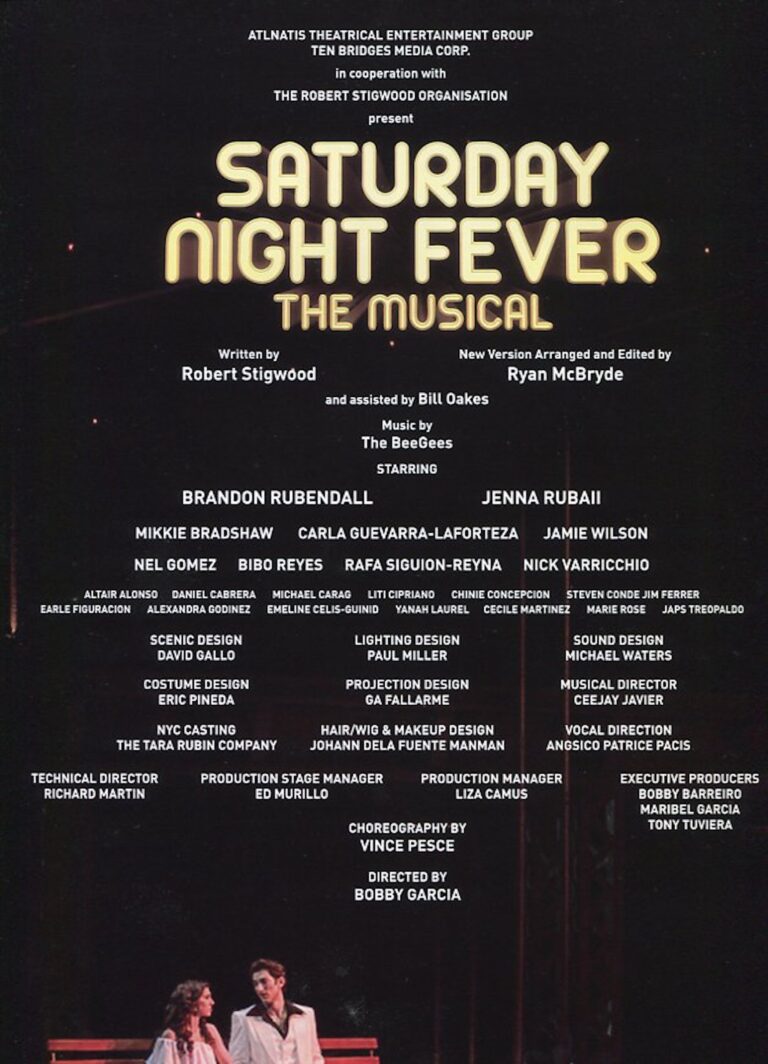 2015 Saturday Night Fever The Musical Cast and production crew list 1