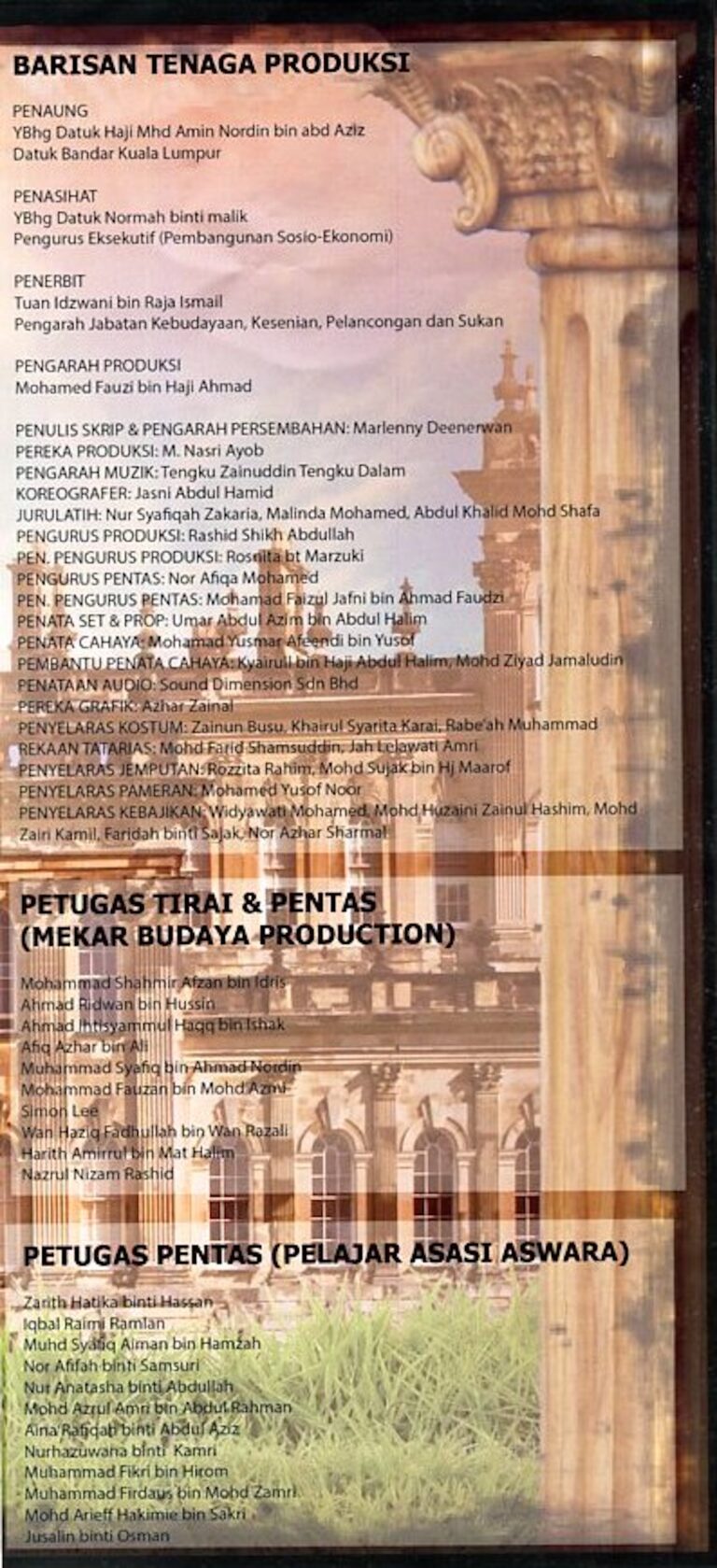 2015 Bangsawan Anak Raja Anak Papa Cast and production crew list 2