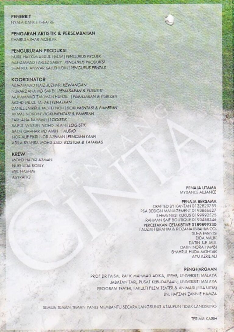 2016 Tentang cinta Credits