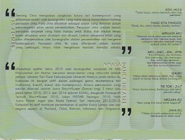 2016 Tentang cinta Synopsis of performance