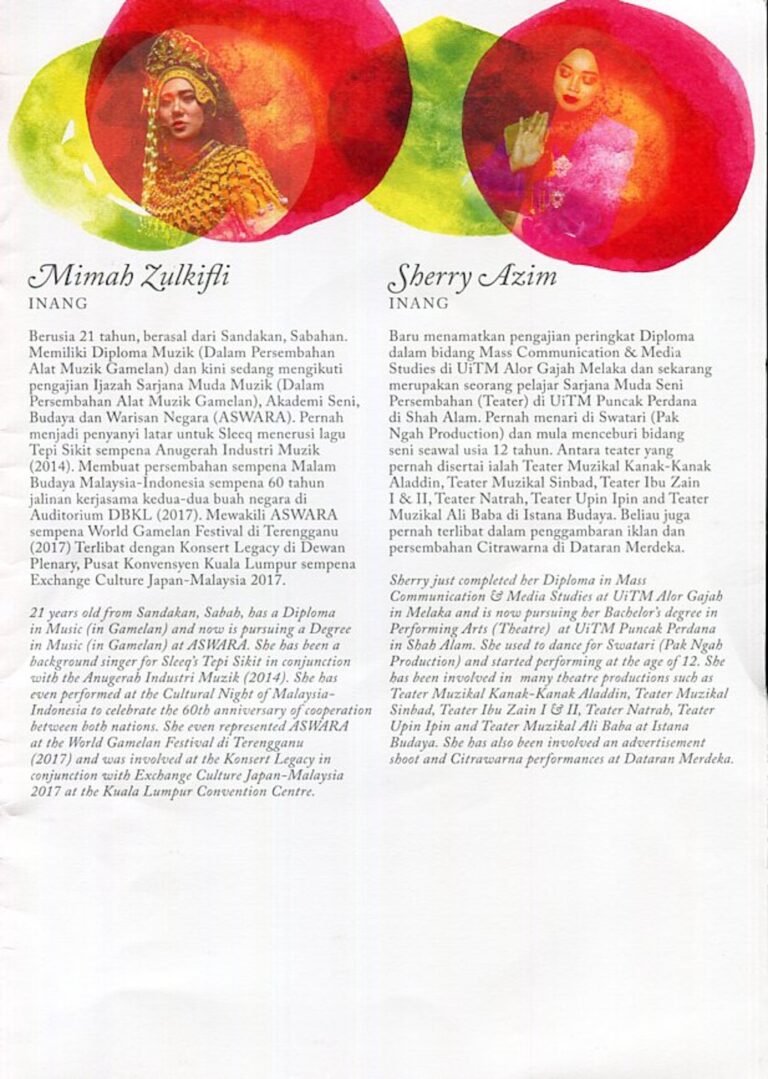 2018 Mak Yong Titis Sakti Cast and production crew list 10