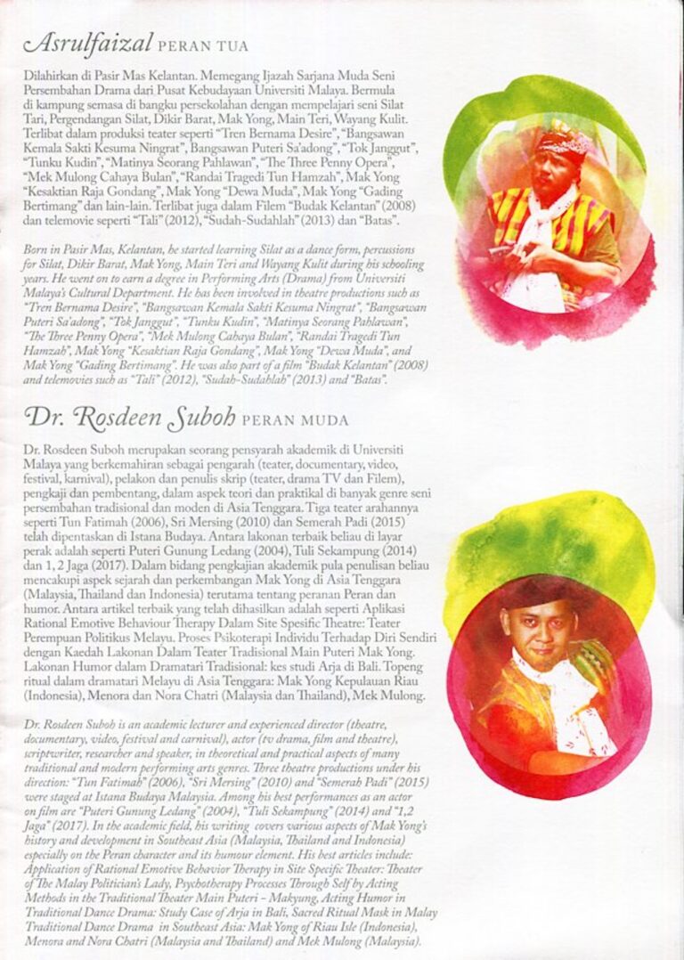 2018 Mak Yong Titis Sakti Cast and production crew list 4