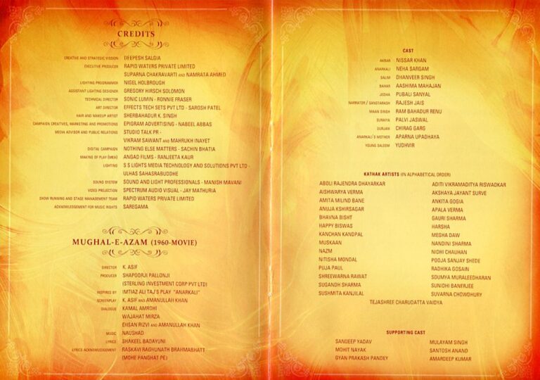 2018 Mughal-E-Azam Cast and production crew list 1