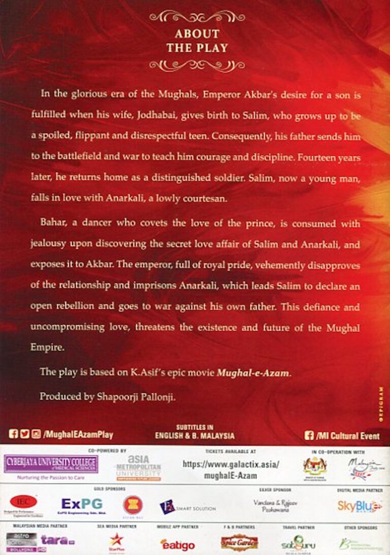 2018 Mughal-E-Azam synopsis