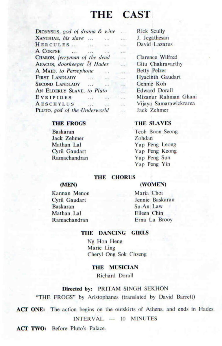 1968, The Frogs: Cast