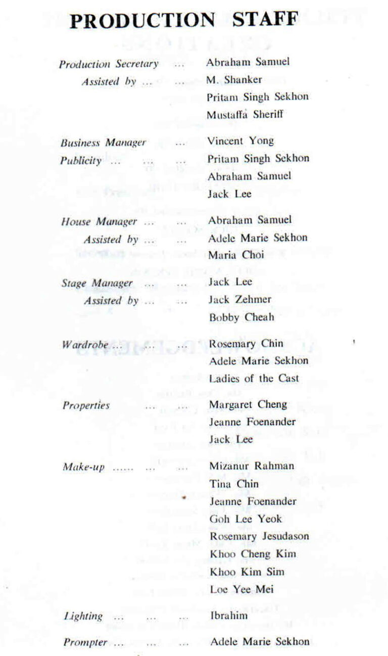 1968, The Frogs: Production Staff