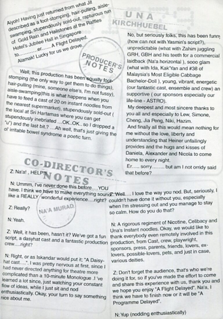 2000 A Flight Delayed Director's message