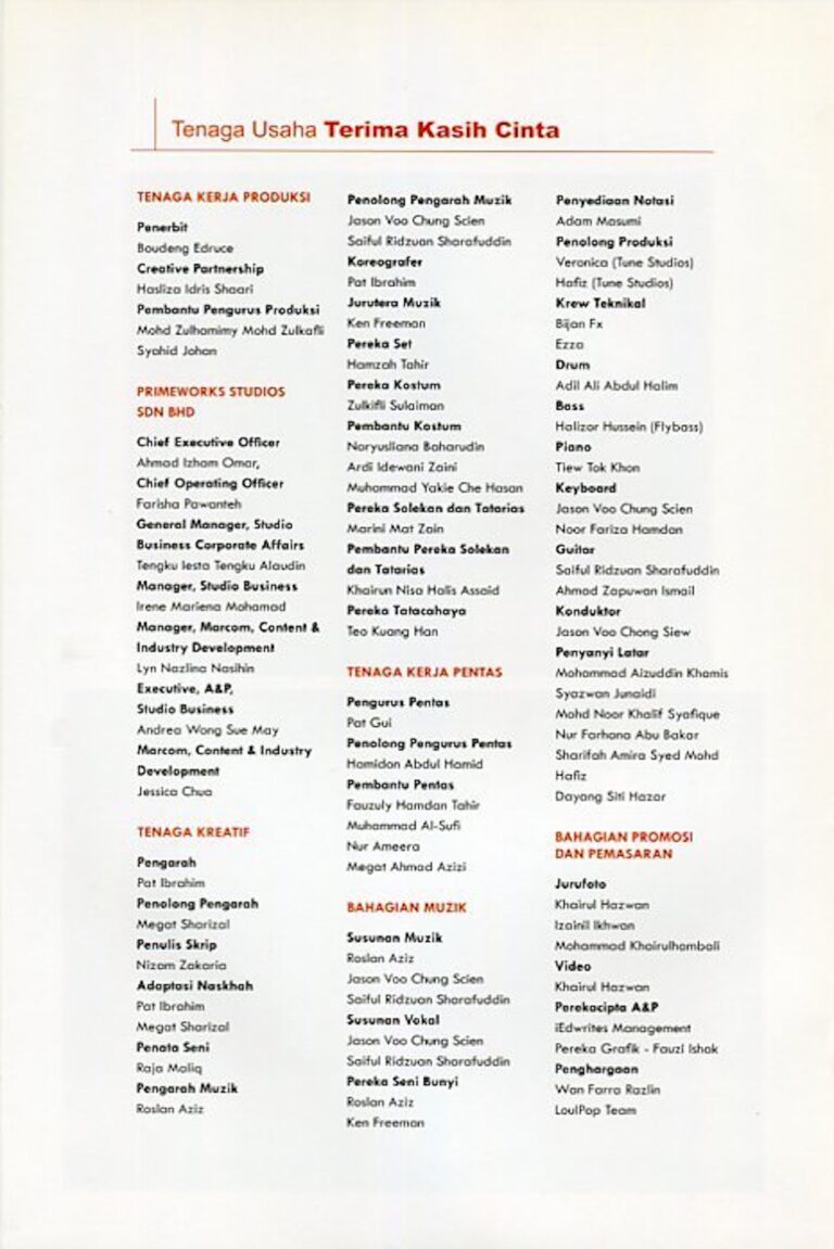 2011 Terima Kasih Cinta Cast and production crew list 5