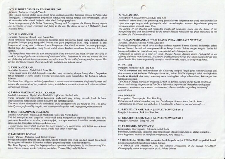 2010 Dance Showcase Synopsis of performance