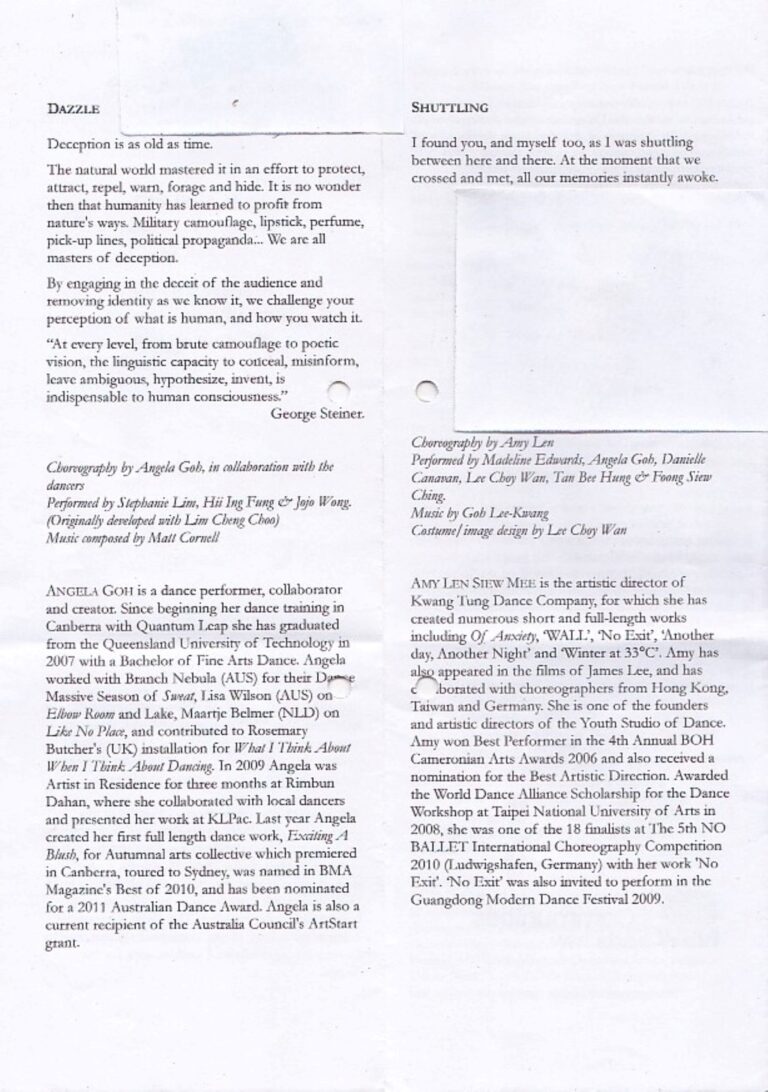 2011 Bodies Across Boundaries Synopsis of performance 1