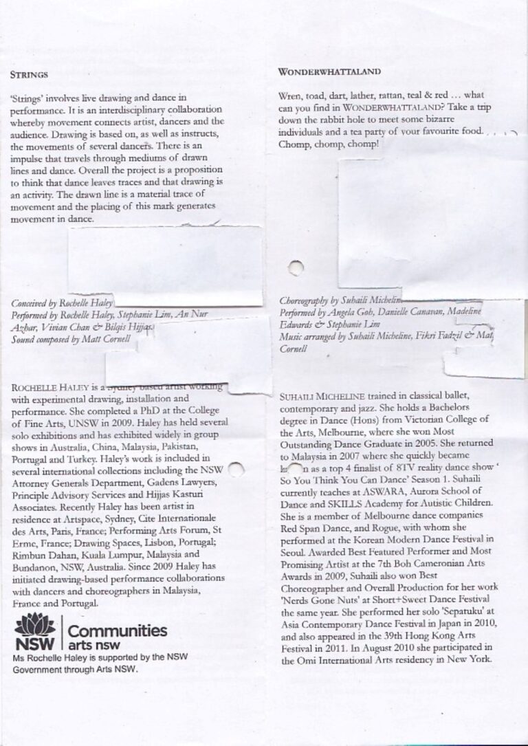 2011 Bodies Across Boundaries Synopsis of performance 2
