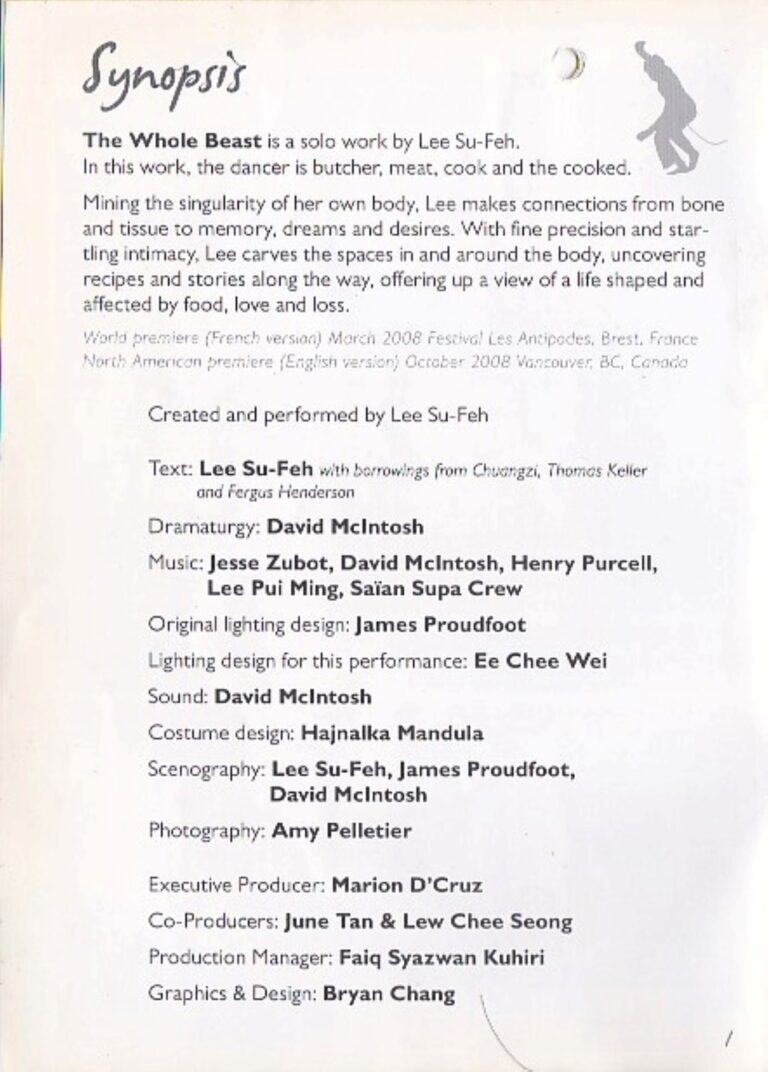 2011 The Whole Beast Synopsis of performance