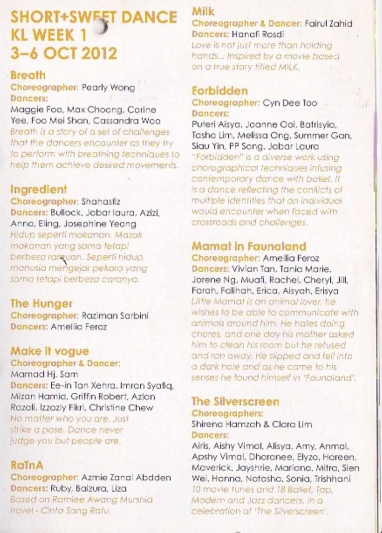 2012 Short+Sweet Malaysia: Dance (KL) Synopsis of performance 01