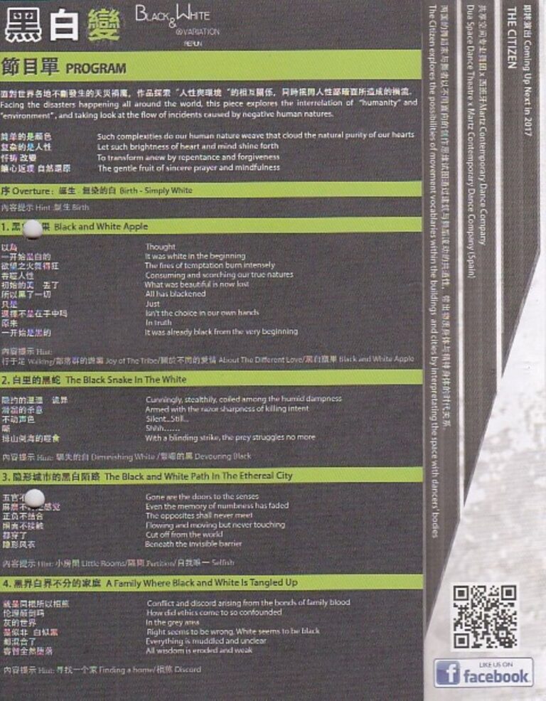 2016 Black & White @ Variation Rerun Synopsis of performance
