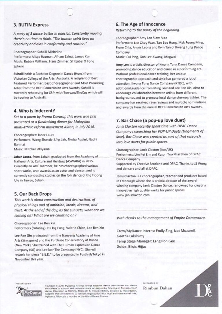 2016 Dancing In Place - City Site Synopsis of performance 02