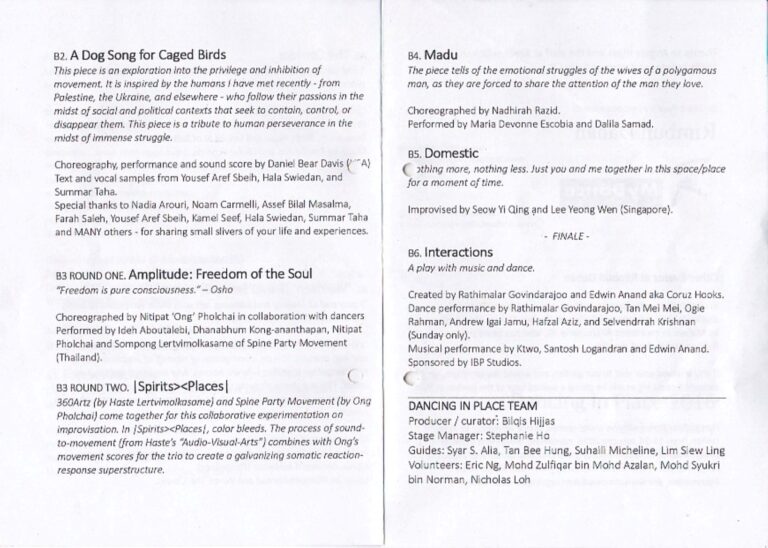 2016 Dancing in Place-Rimbun Dahan Synopsis of performances 03