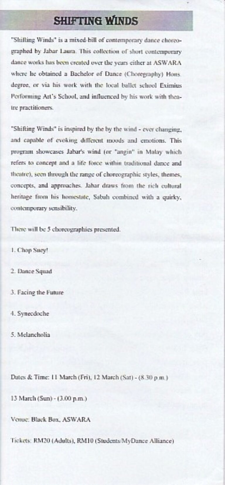 2016 Shifting Winds Synopsis