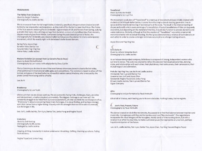 2017 Balletbase Presents Synopsis of Performance