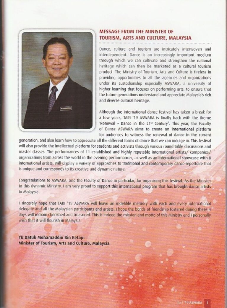 2019 Tari '19 Aswara The Minister of Tourism Massage