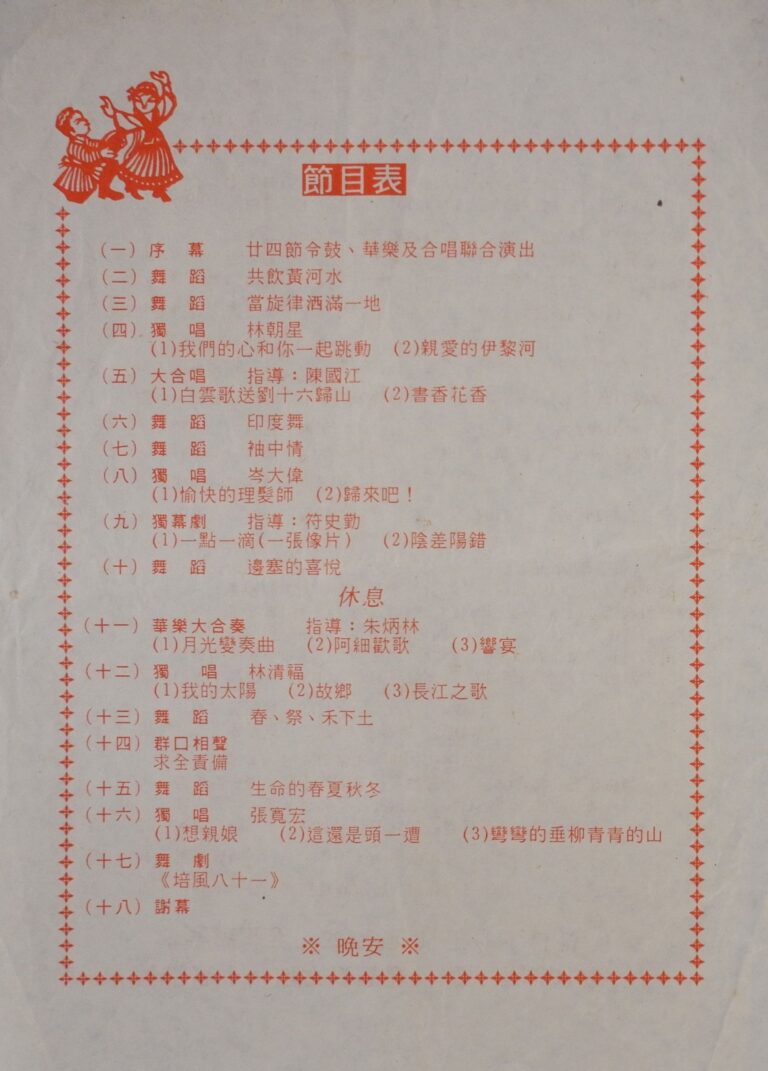 1994 Anniversary Gala Night Program list