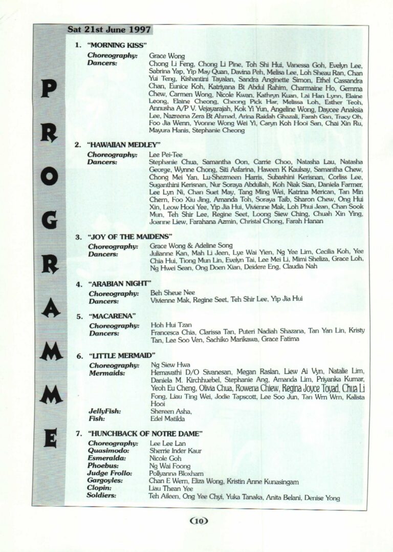 1997 Dancing From The Heart Program list partial